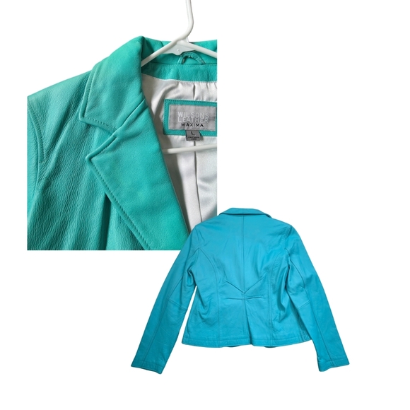 Wilsons Leather Women's Aqua Leather Jacket - Picture 2 of 6